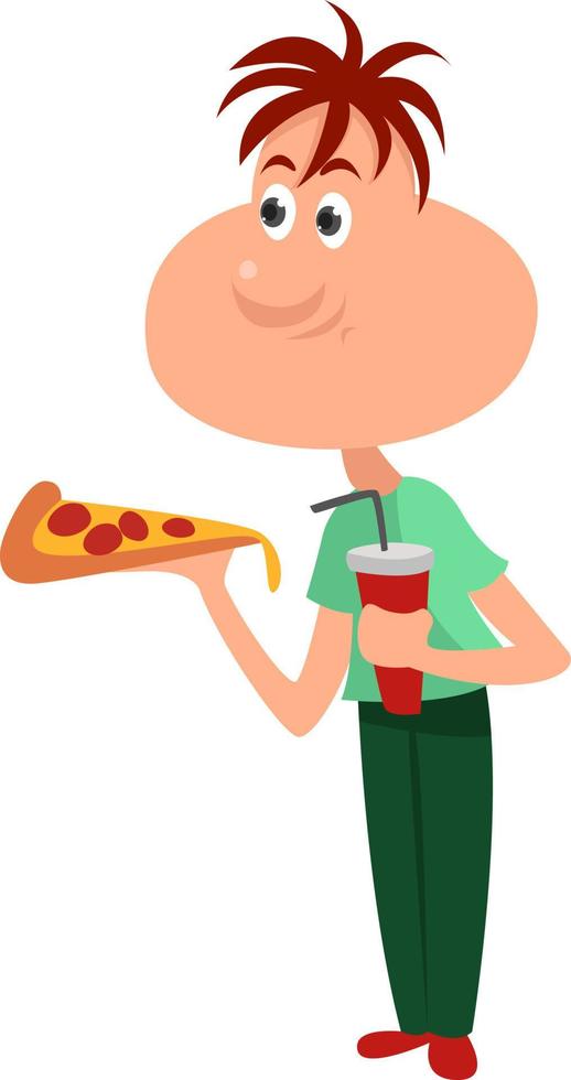 Pizza lover, illustration, vector on white background