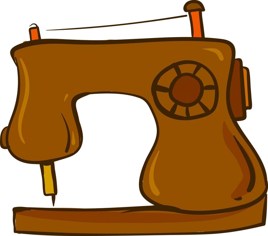 Brown sewing machine, illustration, vector on white background