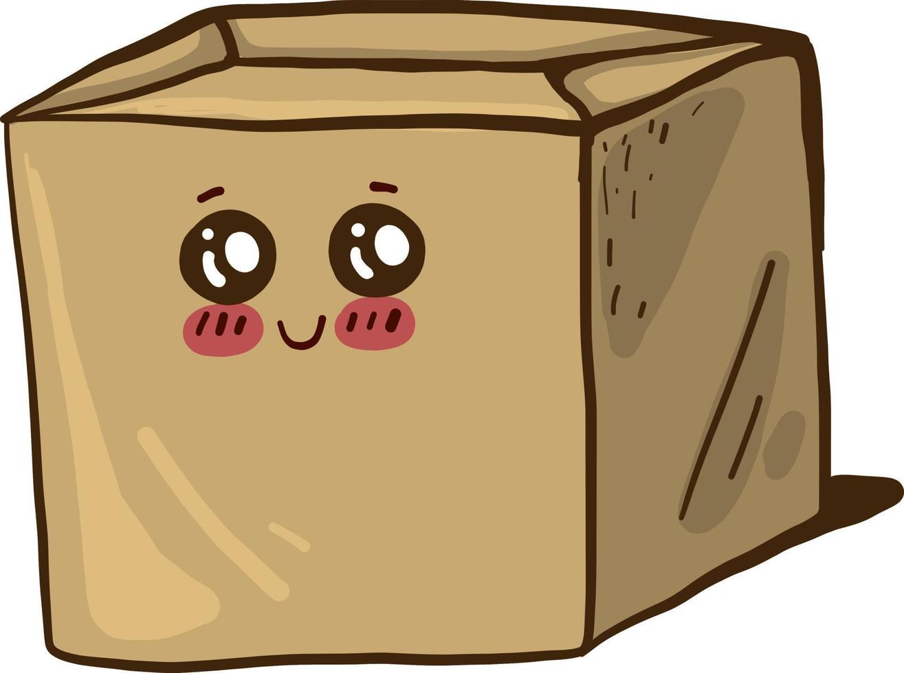 Cute box with a face, illustration, vector on a white background.