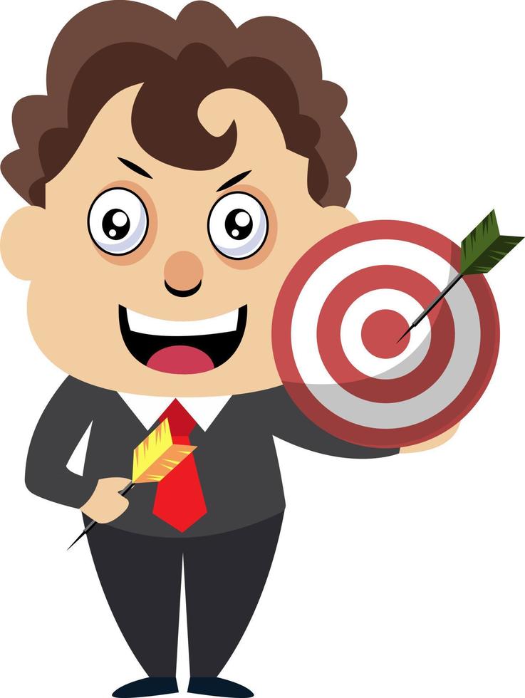 Man with target, illustration, vector on white background.