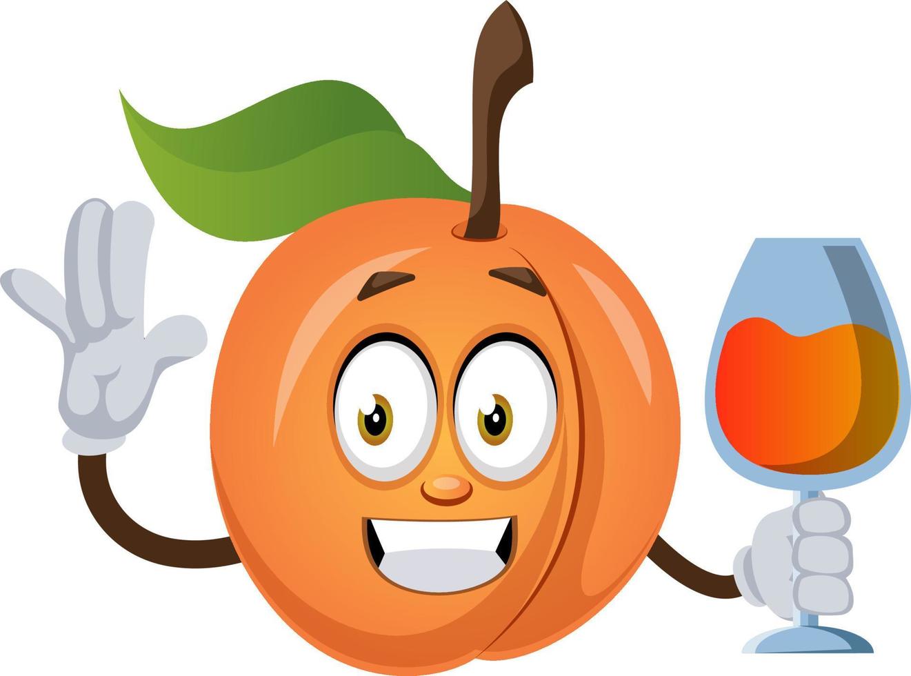 Apricot with drink, illustration, vector on white background.