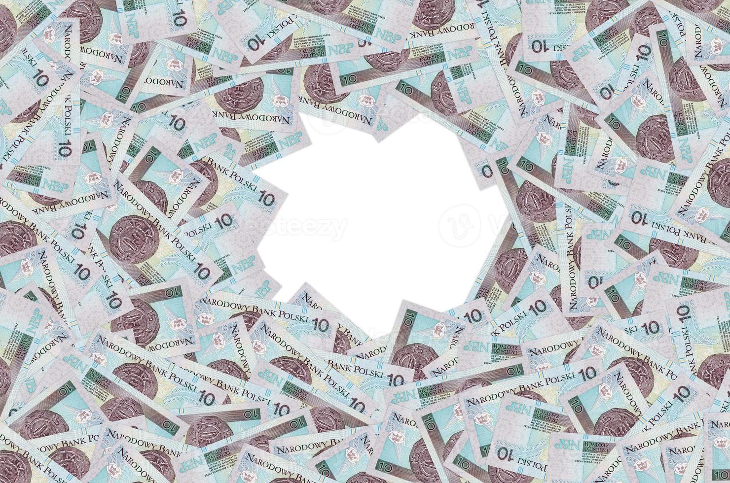 Colored 10 zloty bill of Poland currency bank note photo