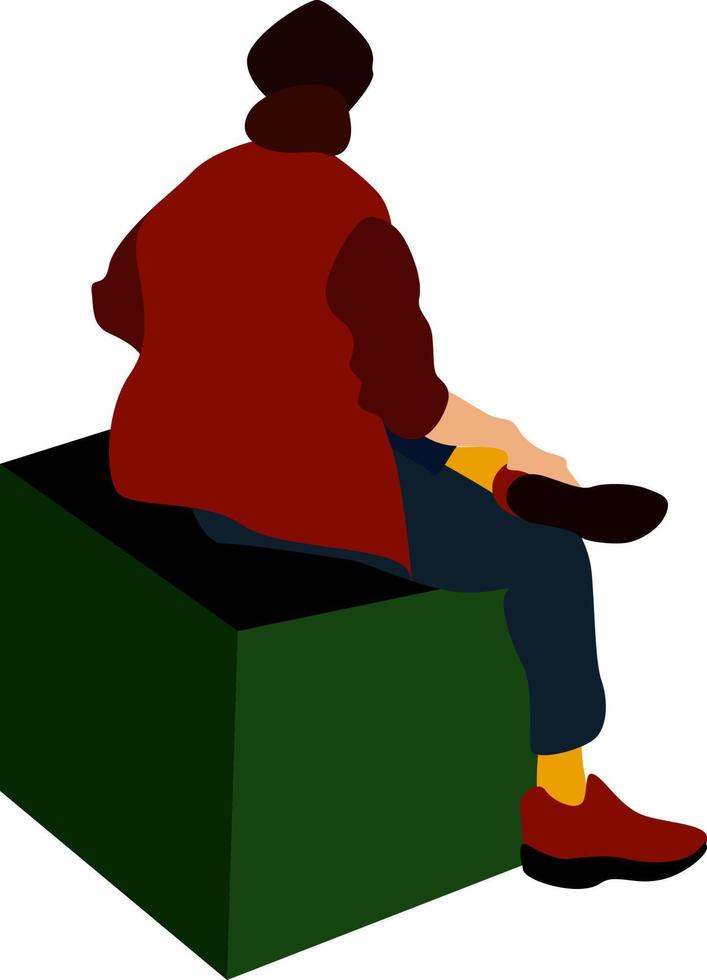 Man sitting, illustration, vector on white background.