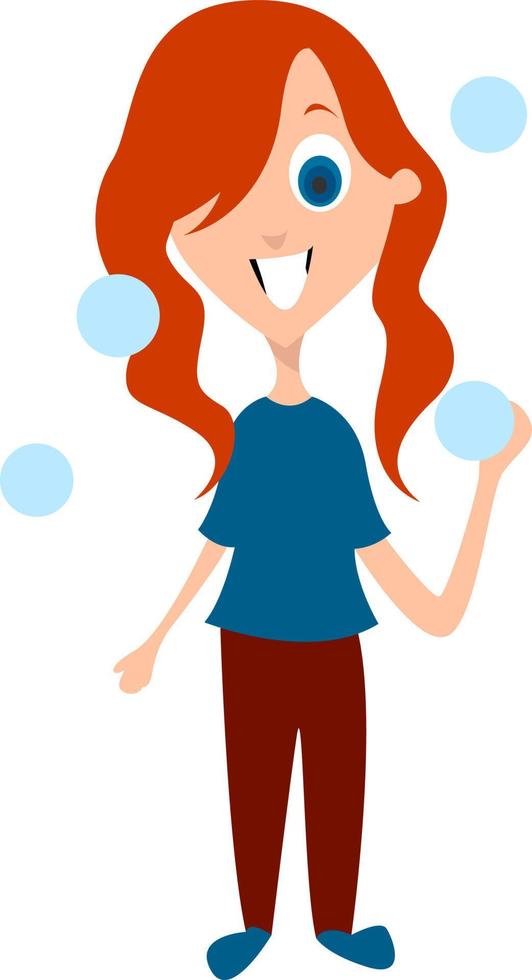 Snowball game, illustration, vector on white background.