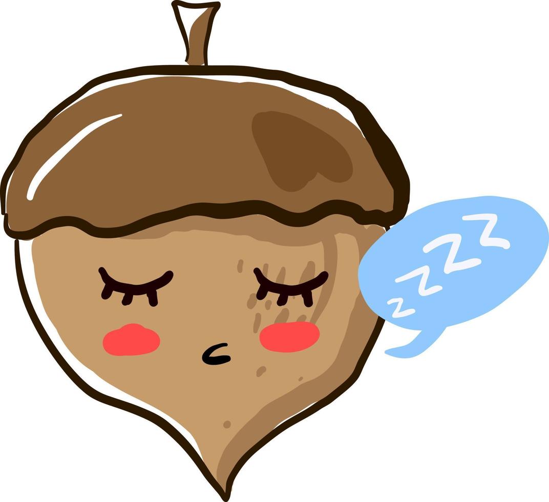 Sleepy acorn, illustration, vector on white background.