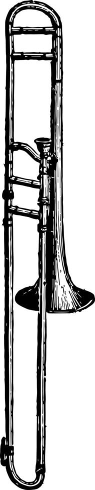 Tenor Trombone, vintage illustration. vector