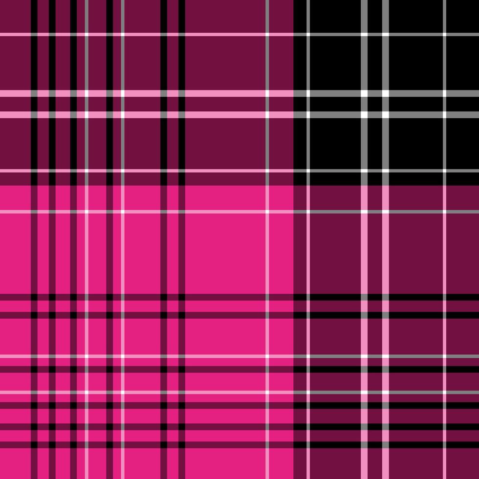 Seamless pattern in simple bright pink, black and white colors for plaid, fabric, textile, clothes, tablecloth and other things. Vector image.