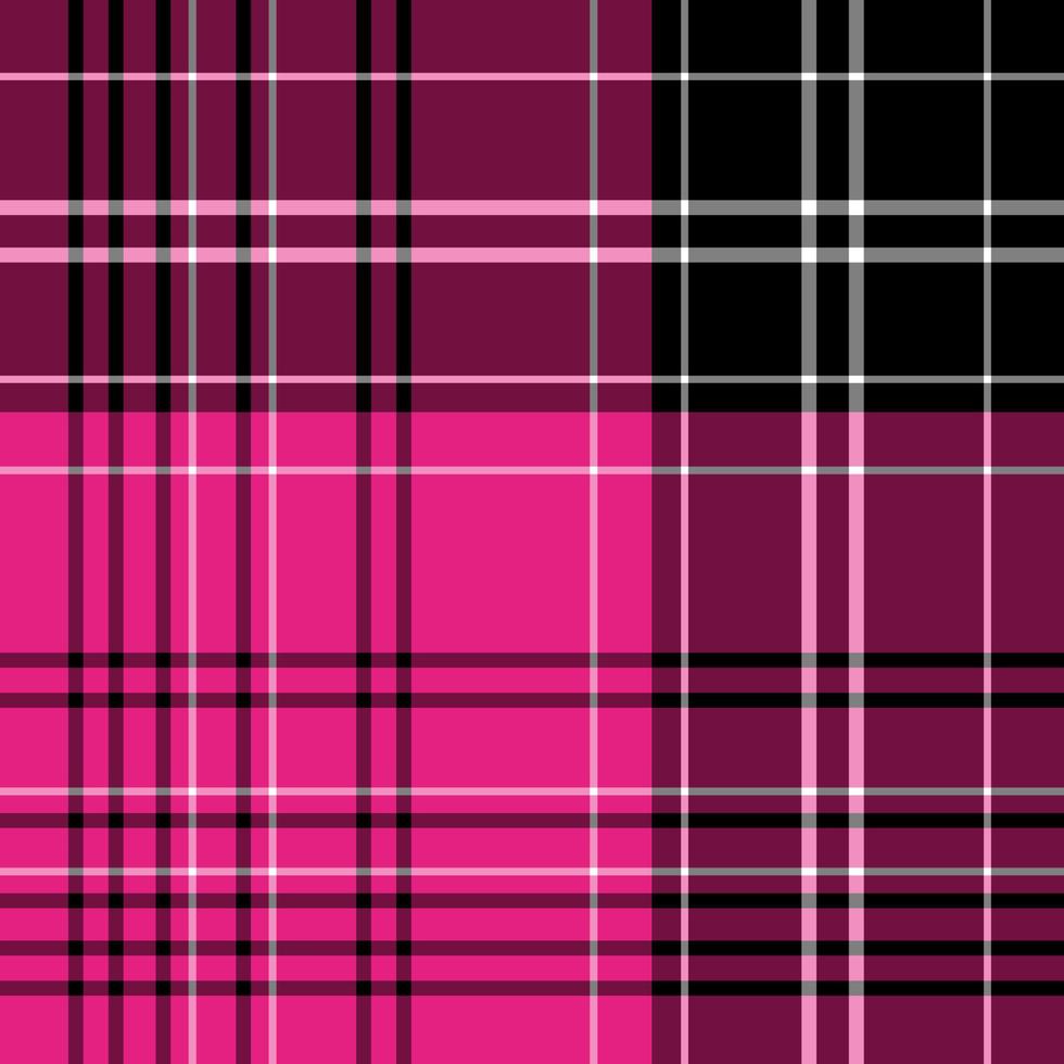 Seamless pattern in simple bright pink, black and white colors for plaid, fabric, textile, clothes, tablecloth and other things. Vector image.