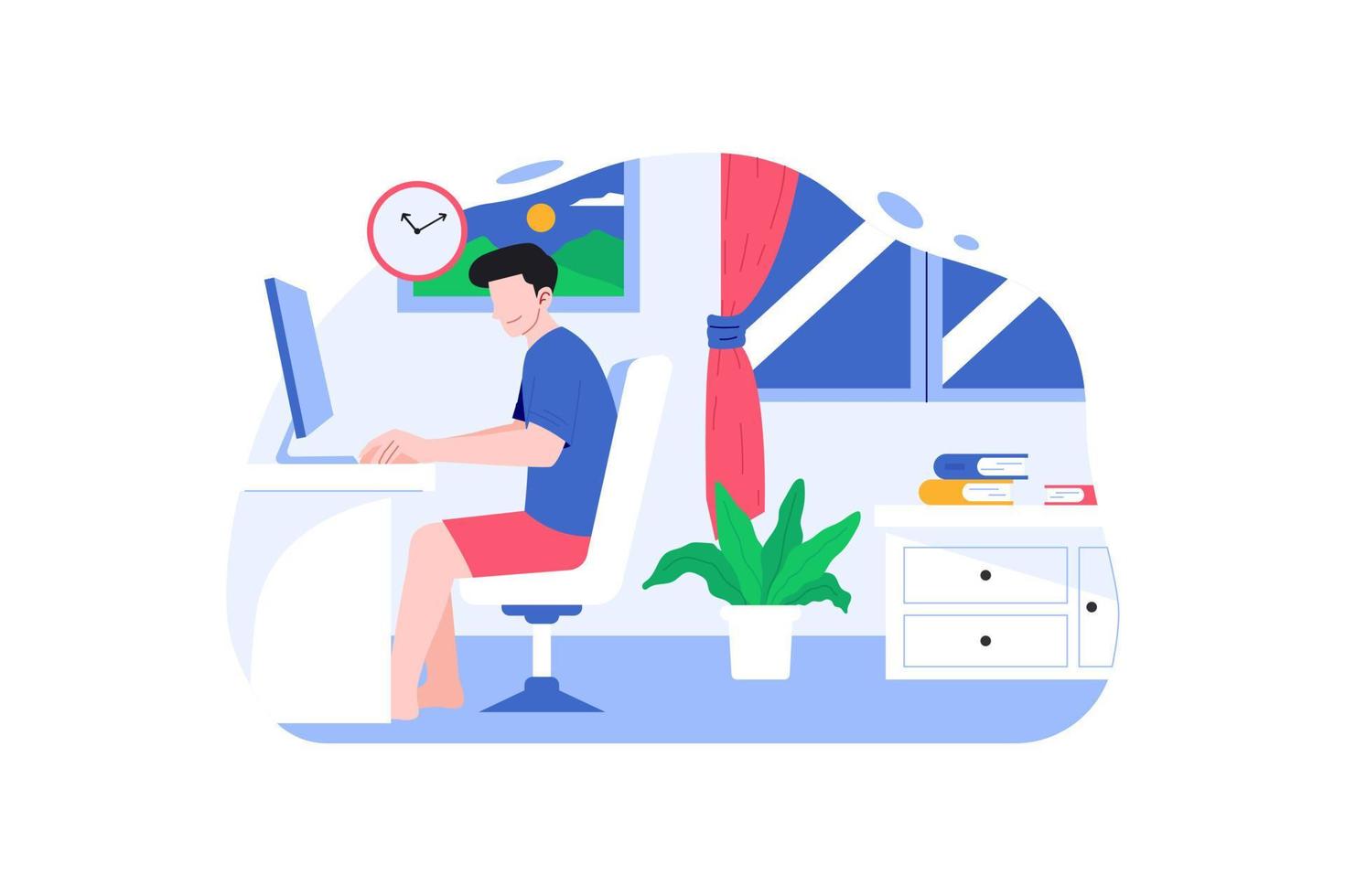 A man working on office scene illustration vector