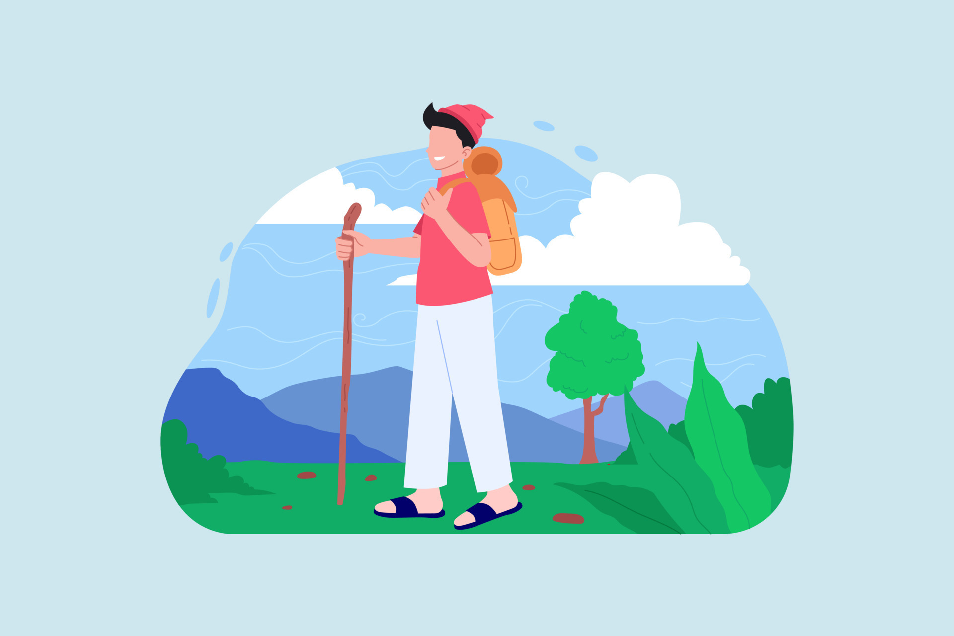 Man climbing the mountain vector illustration 13614653 Vector Art at ...