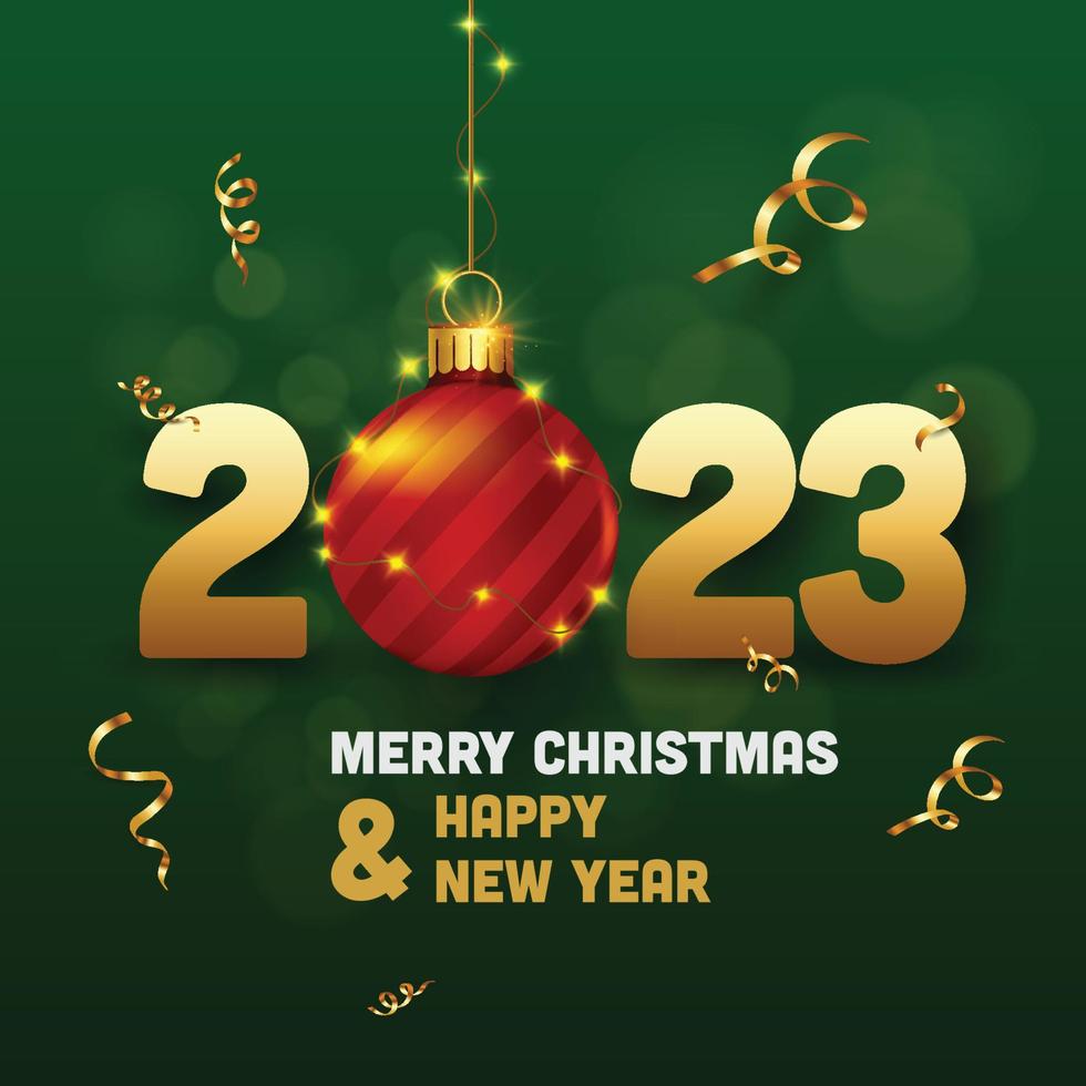 Happy New Year 2023. festive realistic decoration. Celebrate party 2023 on white background vector