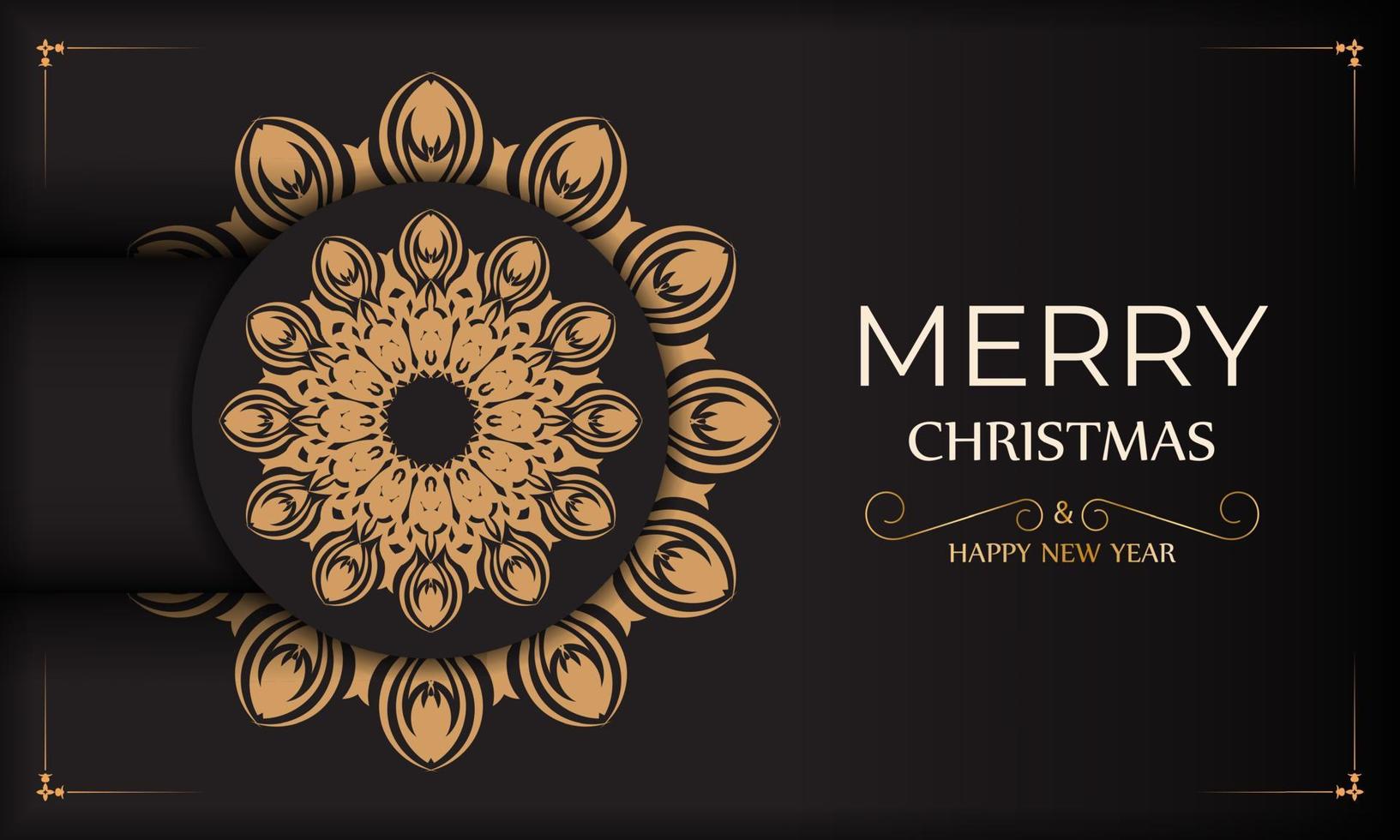 Print-ready design background with with orange winter ornaments. Merry christmas banner template with orange winter vintage ornaments in black color. vector