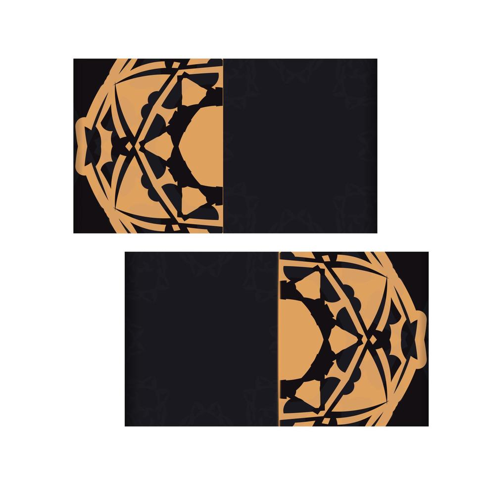 tarjeta de felicitación de color oscuro con patrón indio naranja vector