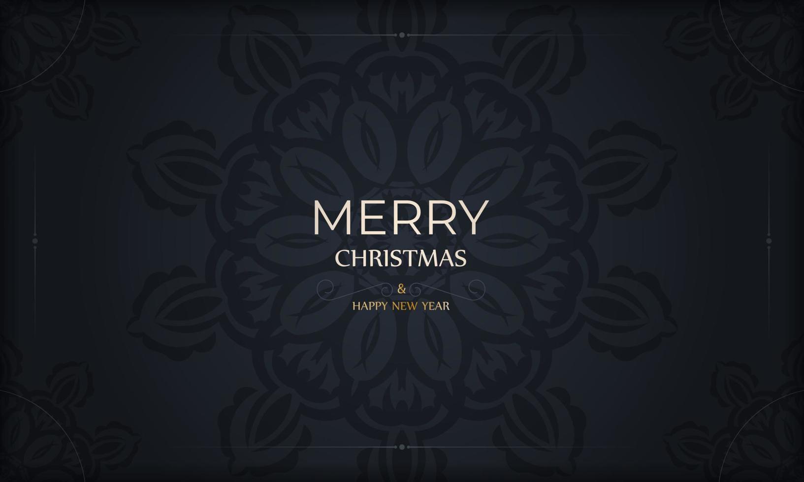 Festive Brochure Merry Christmas and Happy New Year in dark blue with luxury blue pattern vector