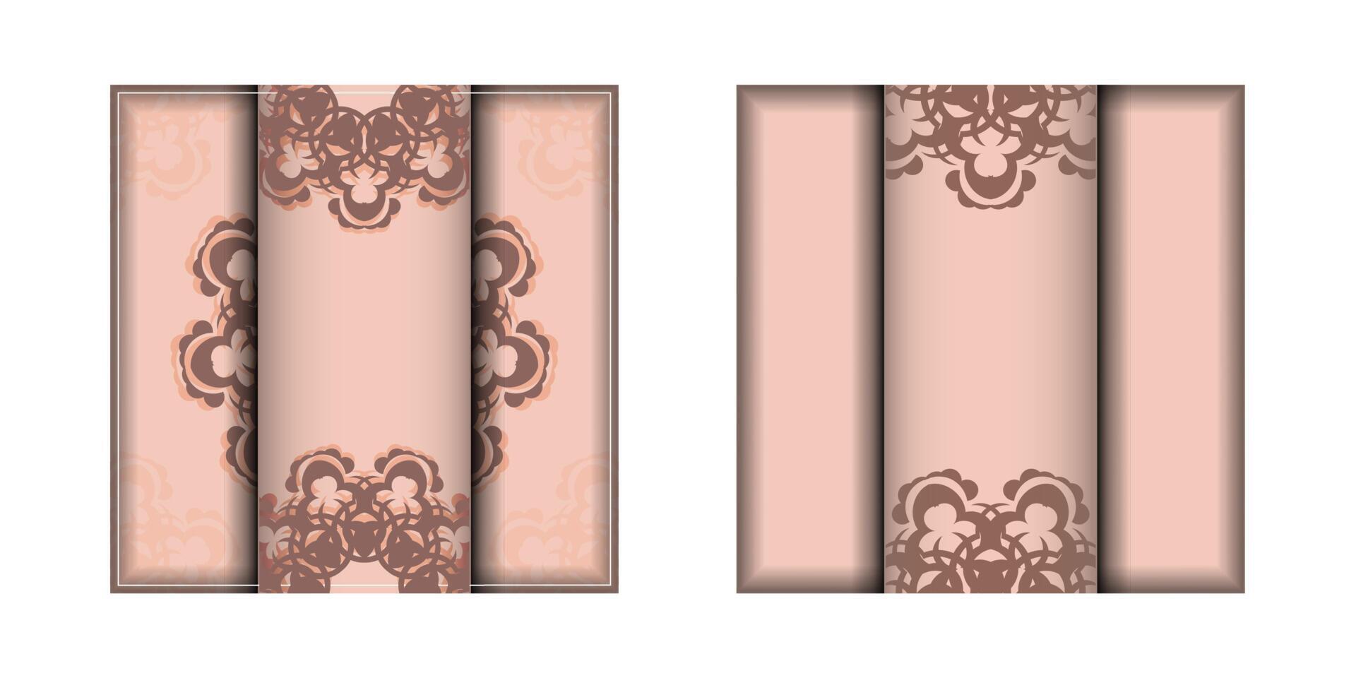 Two rectangular frames with brown and pink designs vector