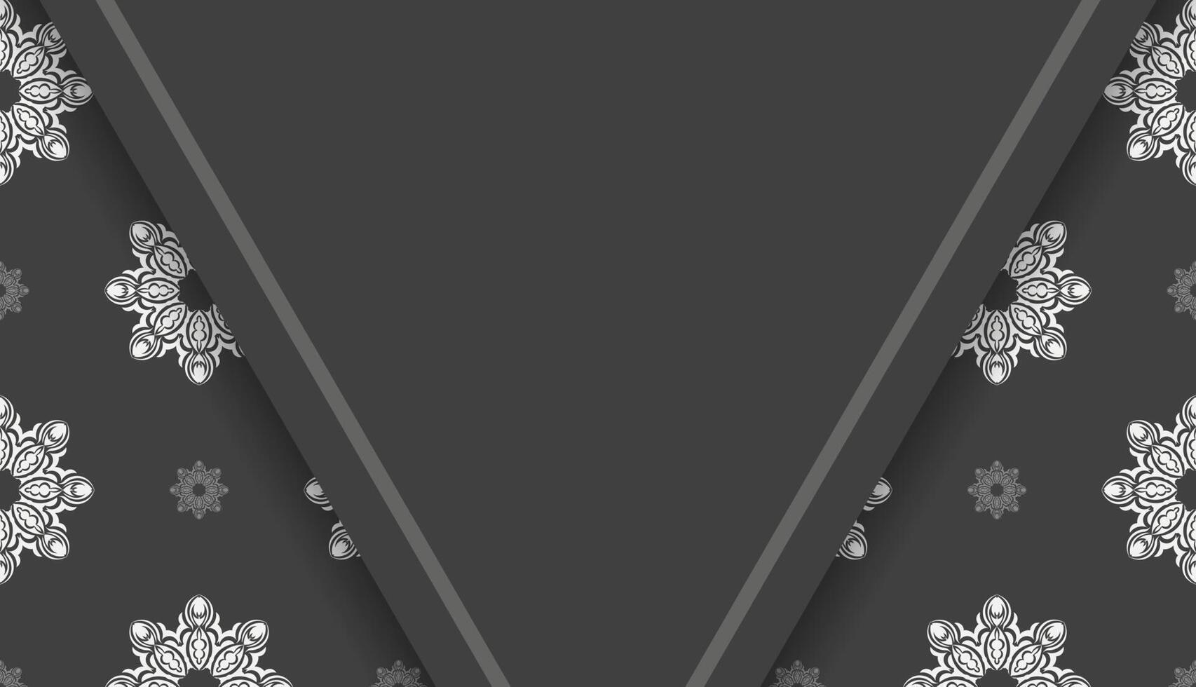 Black banner with luxurious white ornament for design under your text vector