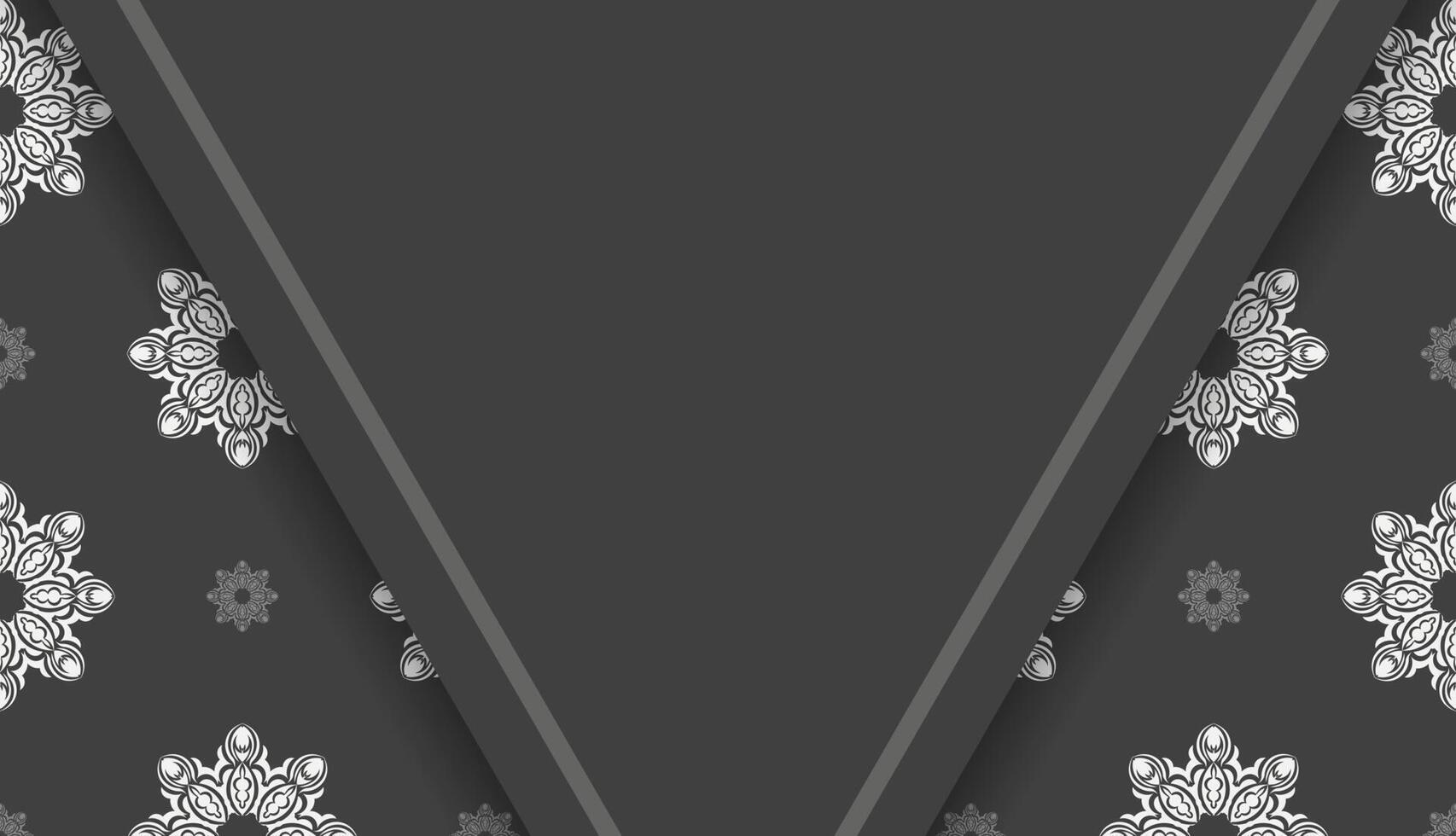 Black banner with luxurious white ornament for design under your text vector