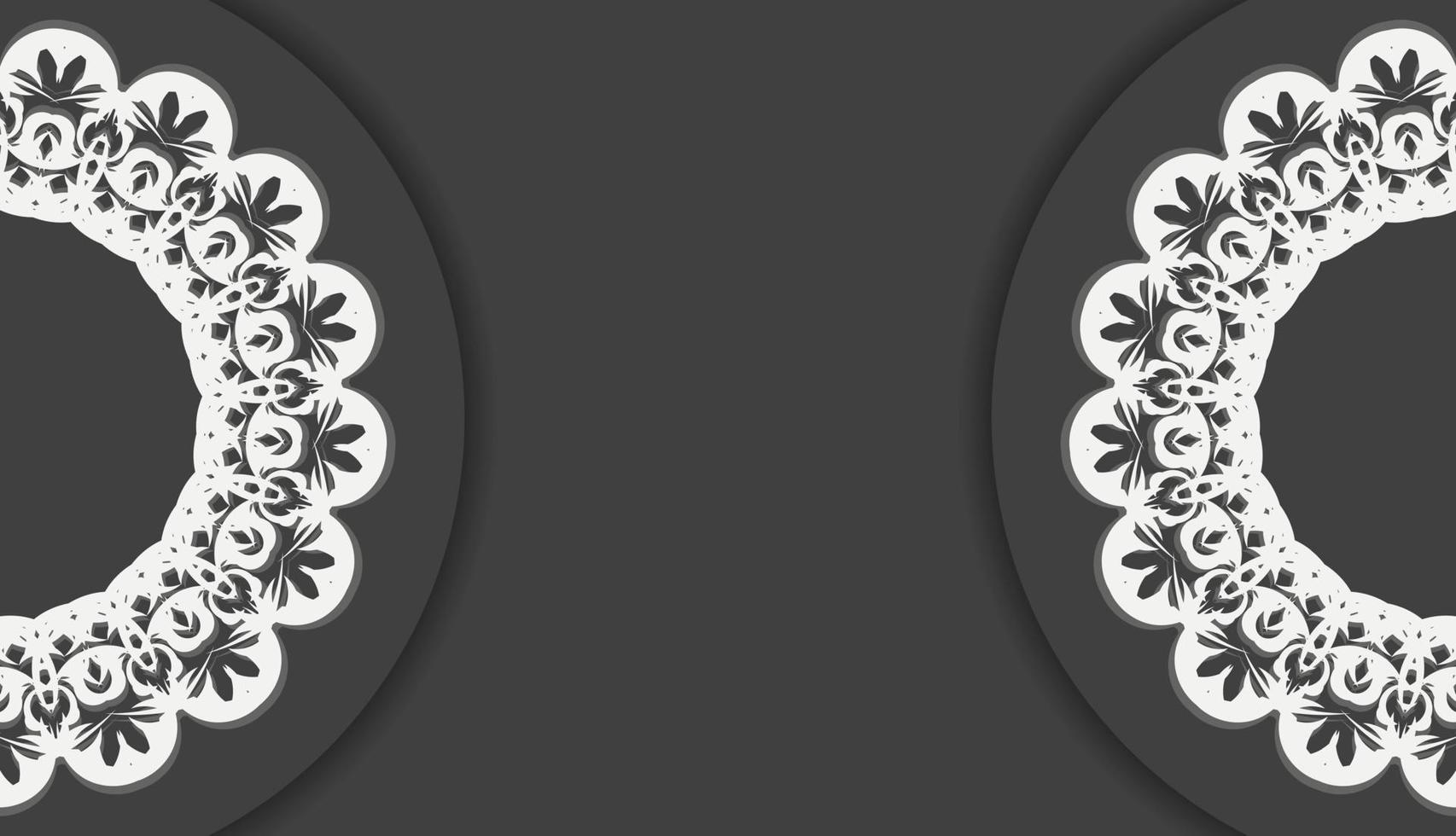 Black banner with Indian white ornaments and place for your logo or text vector