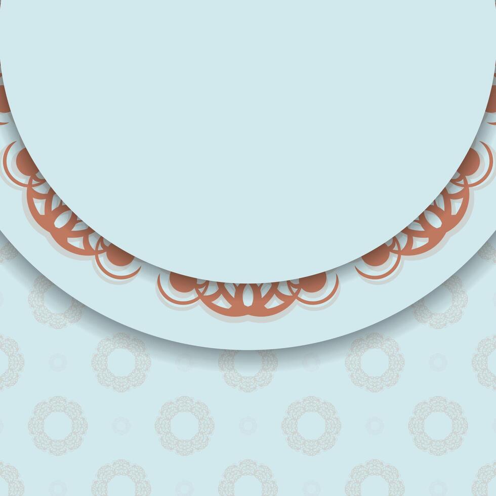 The postcard is aquamarine with Indian coral ornaments and is ready for printing. vector