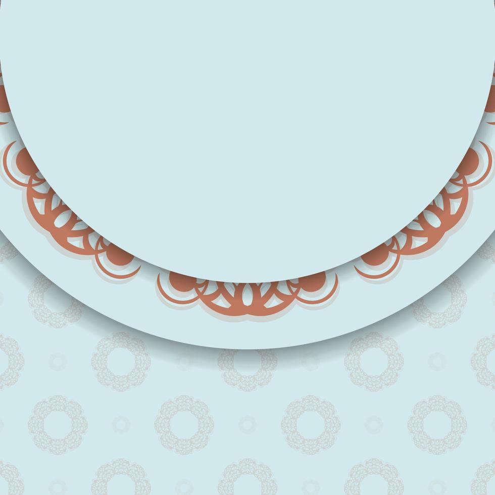The postcard is aquamarine with Indian coral ornaments and is ready for printing. vector