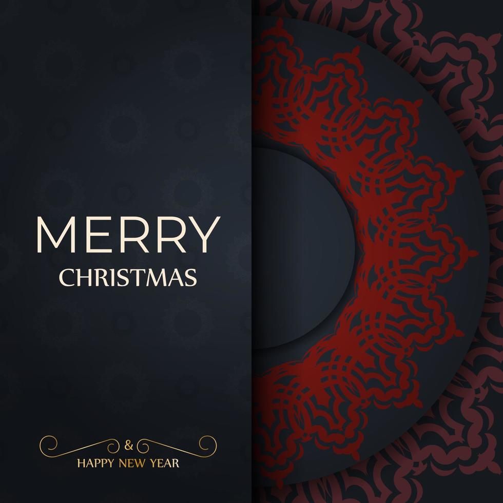 feliz navidad diseño de tarjeta de felicitación en gris con patrones de invierno. cartel de vector feliz año nuevo y adorno rojo.