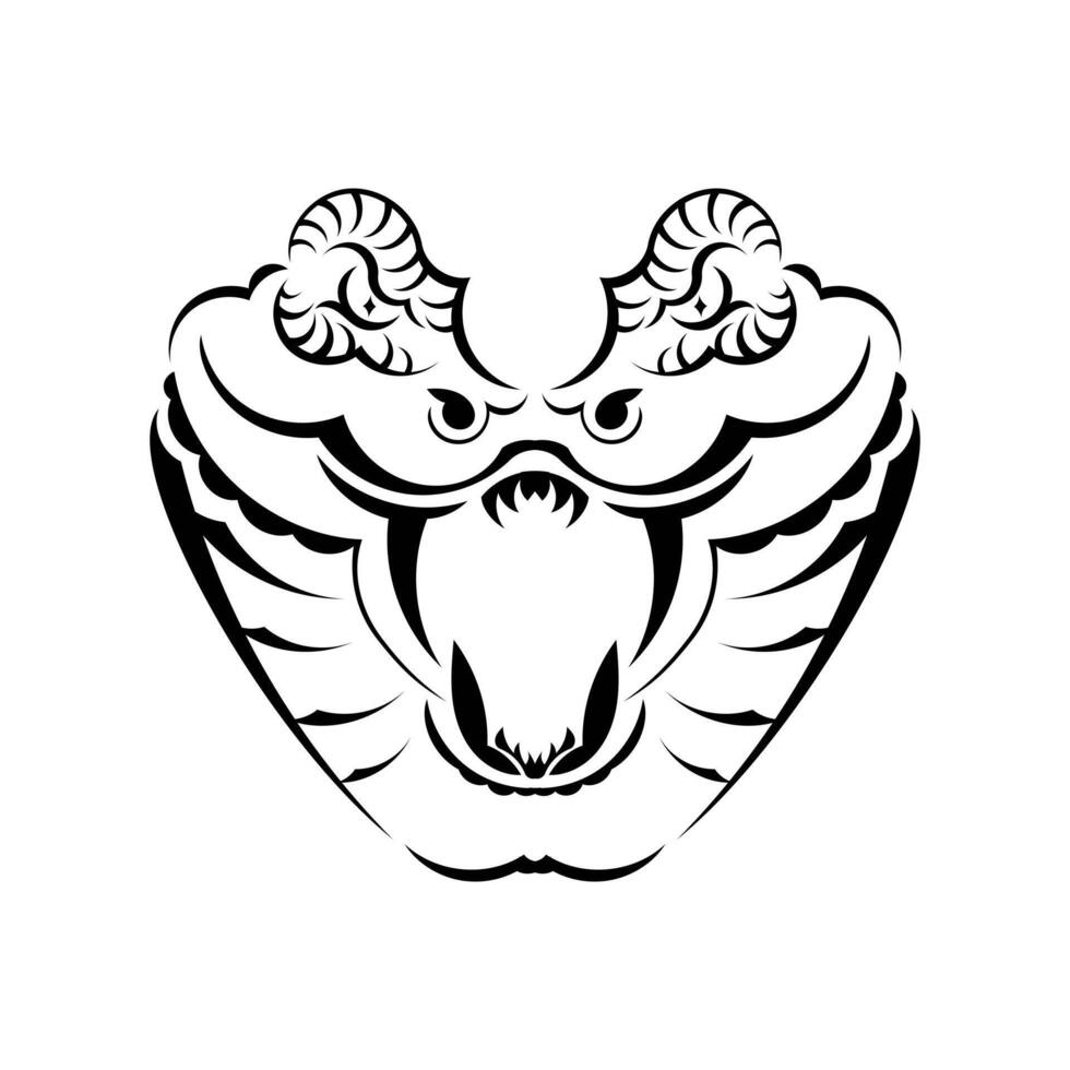 A black and white drawing of a cobra head vector