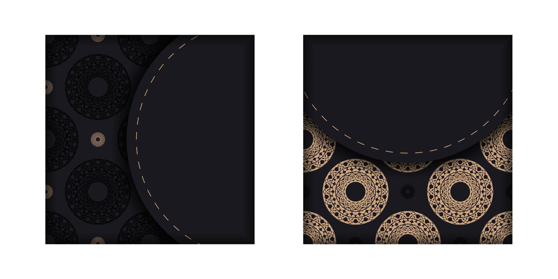 folleto de color negro con patrón de mandala marrón vector