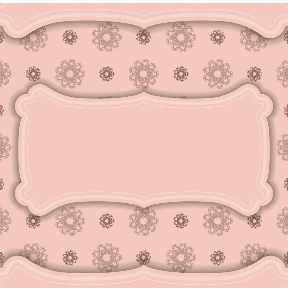 A pink background with a frame and flowers vector