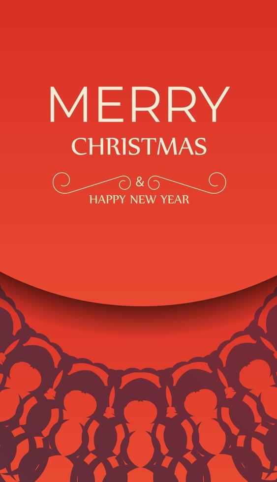 Merry Christmas Red Color Greeting Flyer Template with Luxurious Burgundy Ornament vector