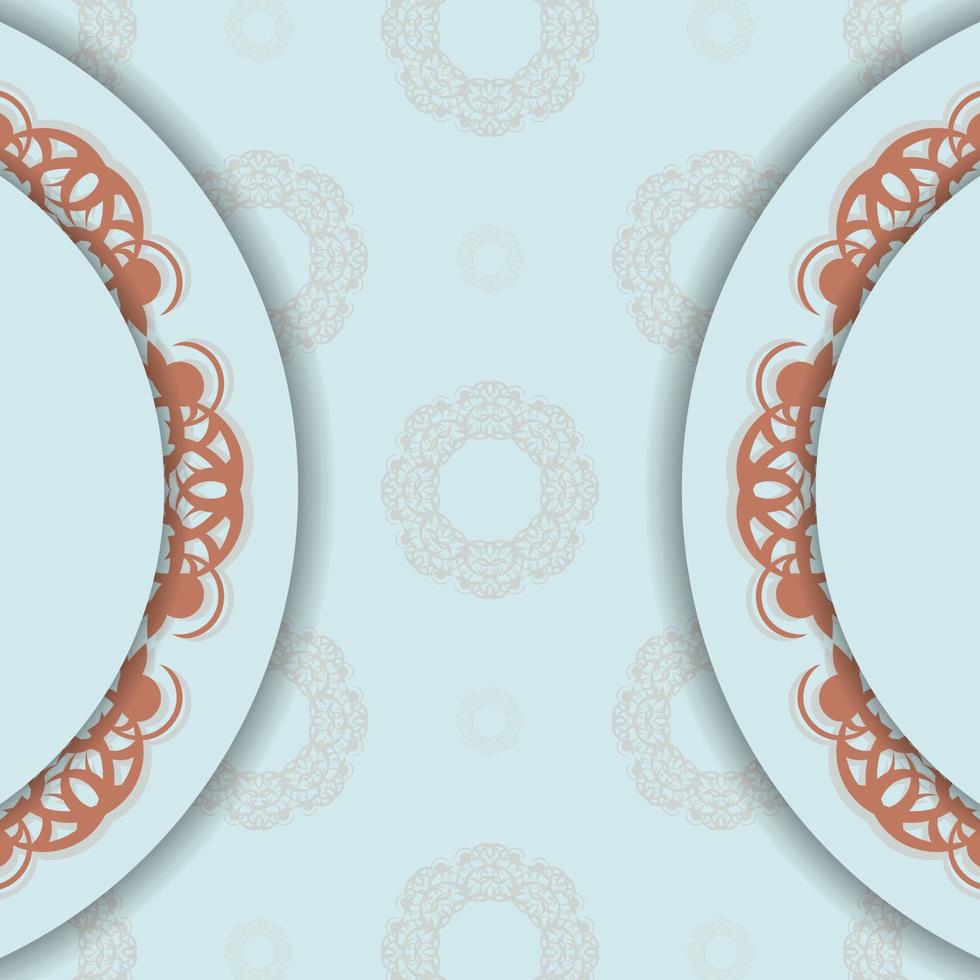 Aquamarine color card with Indian coral pattern for your congratulations. vector
