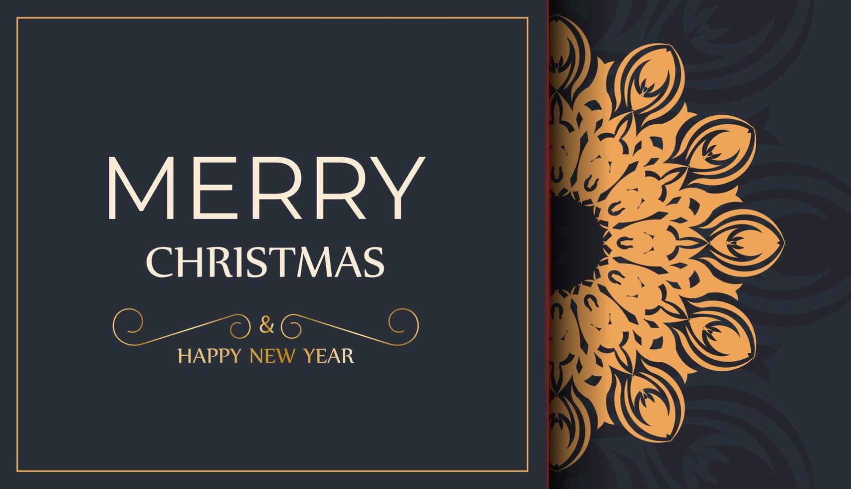 Merry christmas Greyed out postcard design with orange ornament. Vector poster Happy new year and winter patterns.