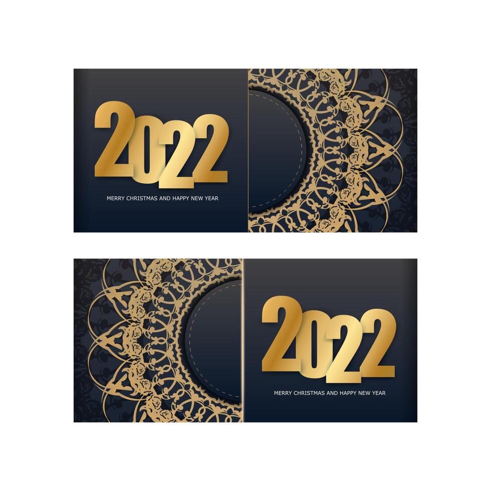 Two gold and black cards with the numbers 2021 and 2022 vector