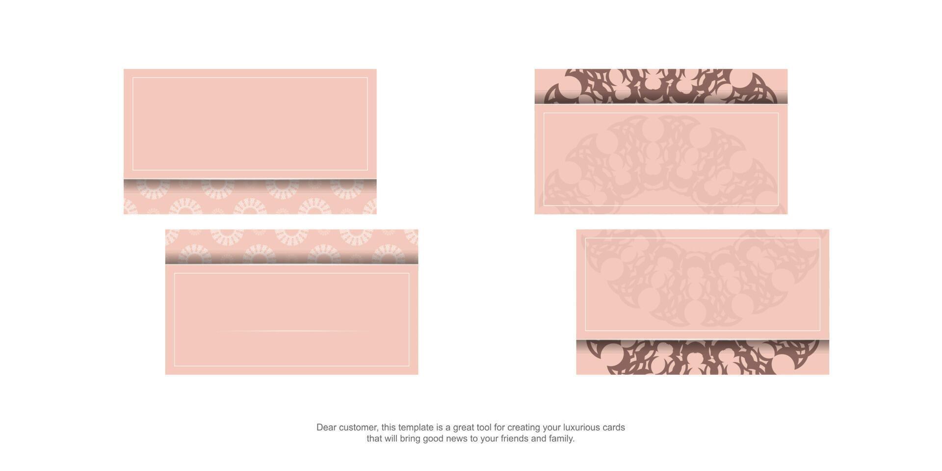 Pink postcard with a luxurious ornament for your congratulations. vector