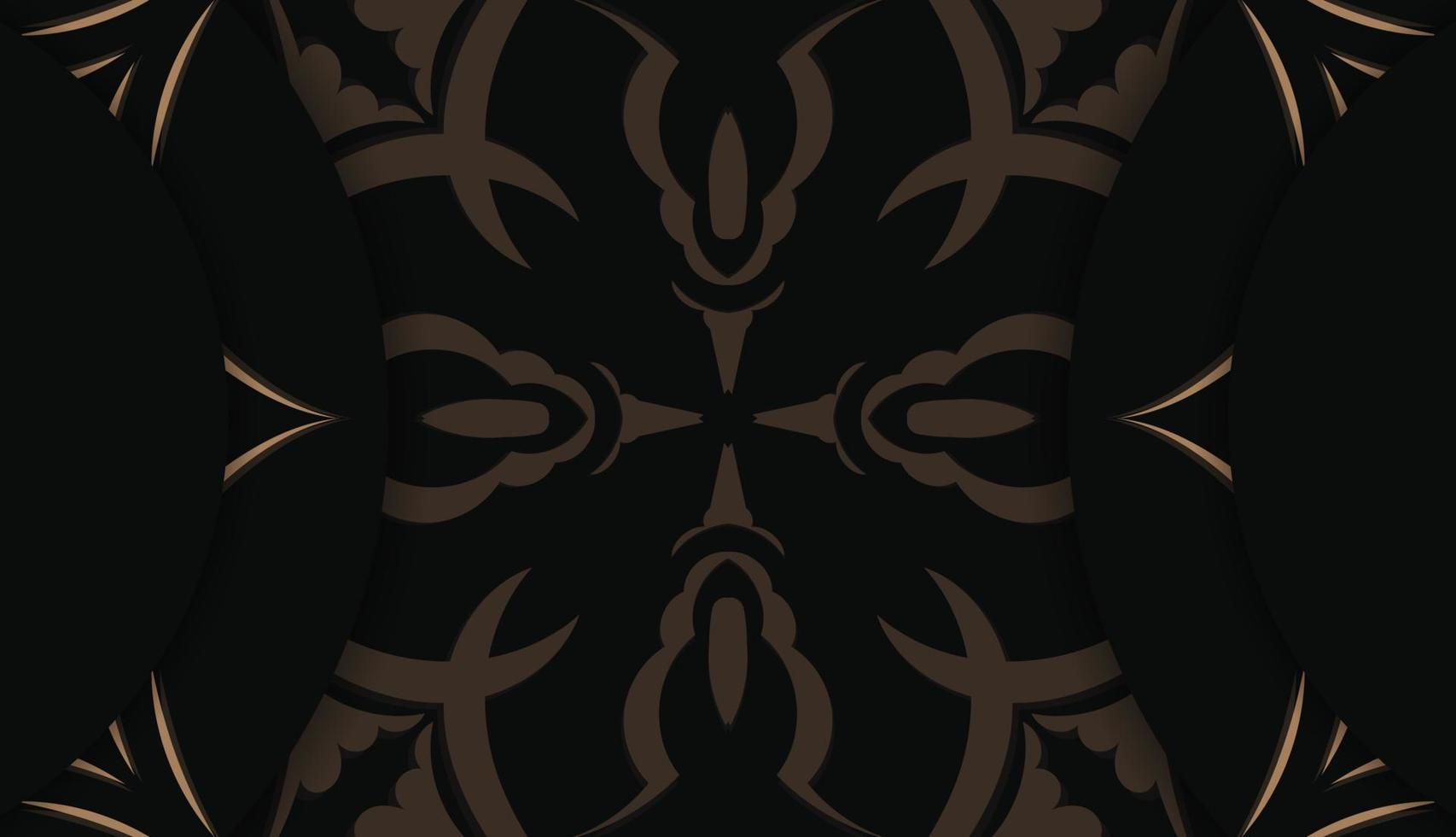 plantilla de banner de color negro con patrón marrón mandala para el diseño bajo su logotipo vector