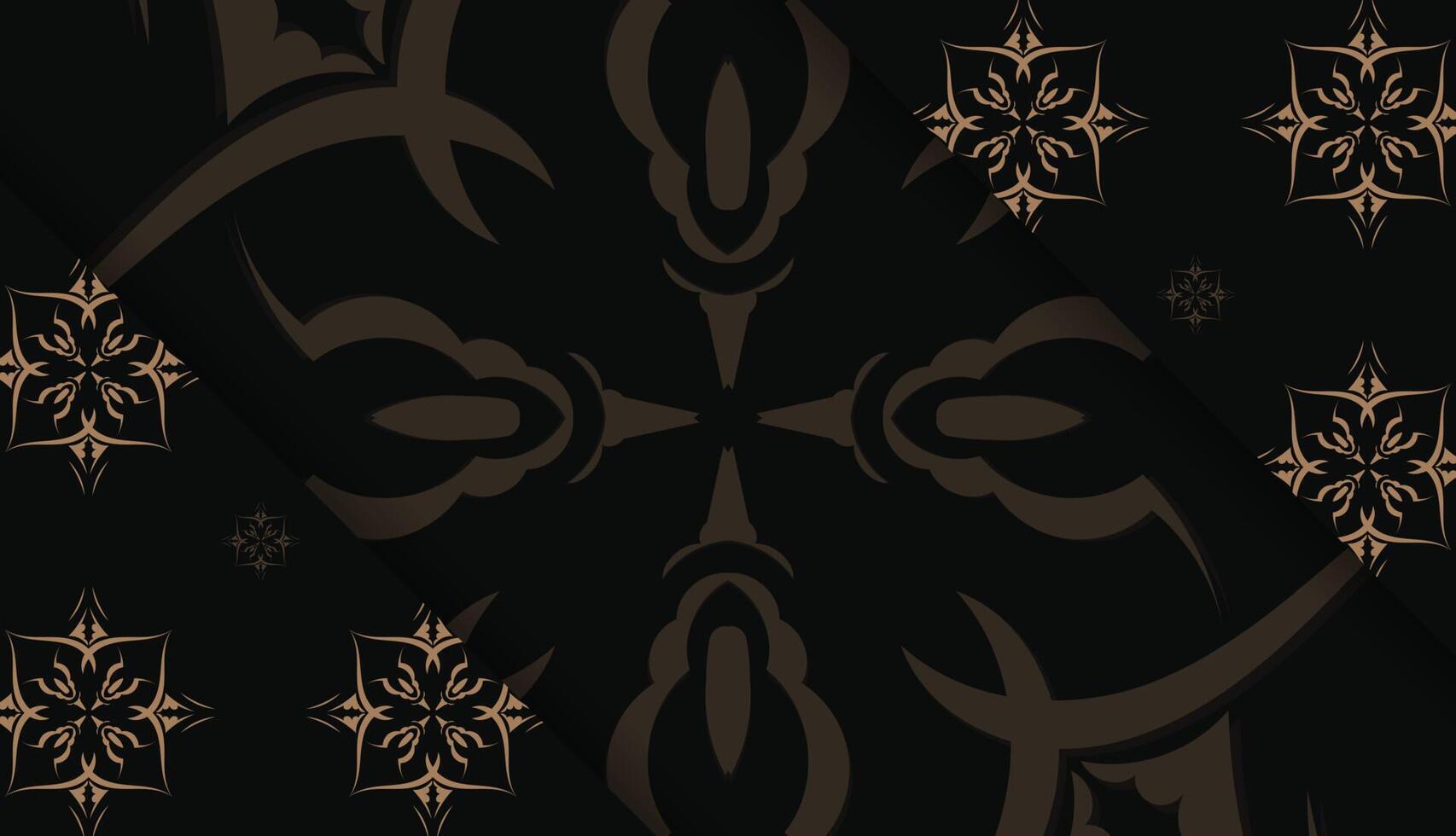 Black banner template with brown mandala pattern and place for logo or text vector