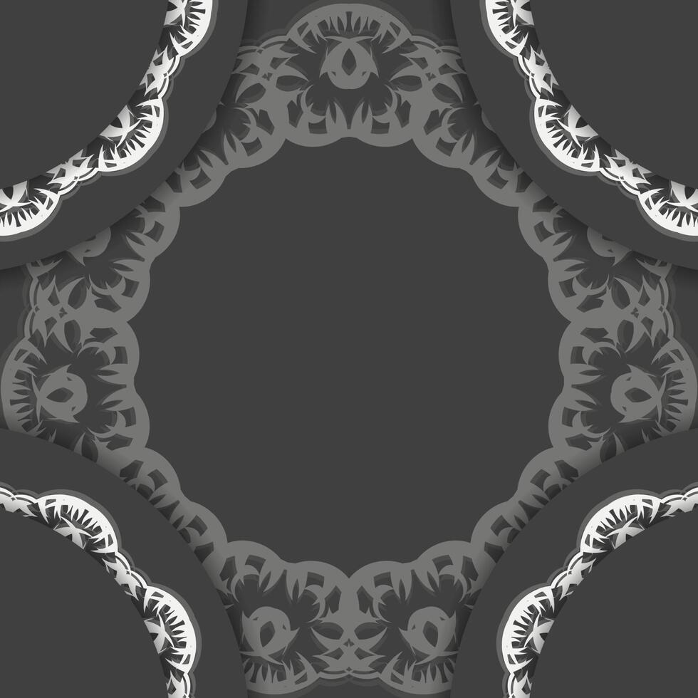 Black brochure with white mandala pattern for your brand. vector