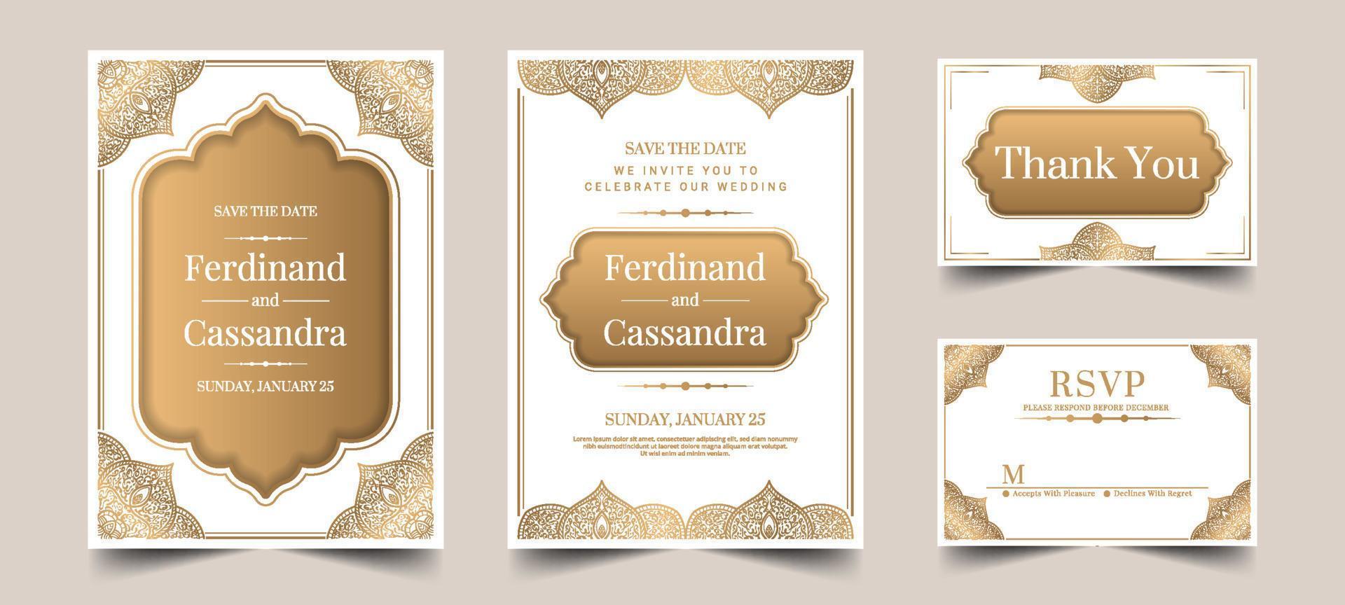 plantilla de invitación de boda musulmana vector