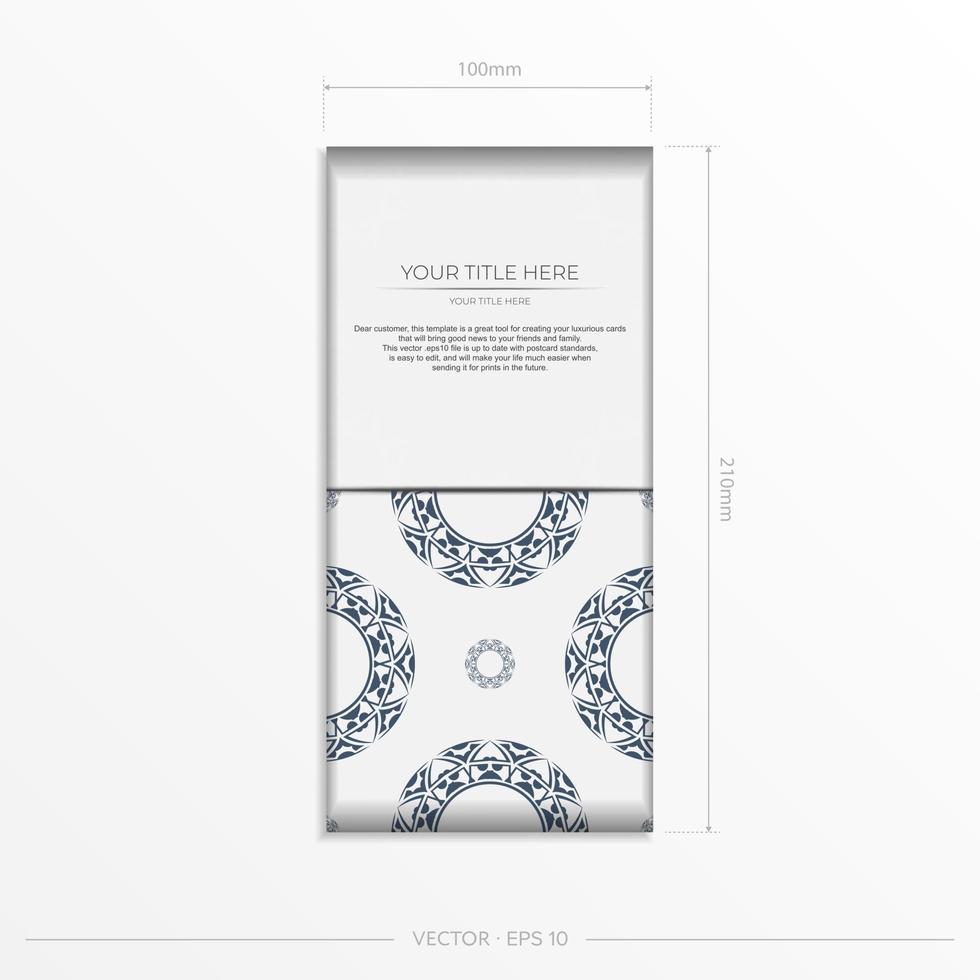 Luxurious Design of a postcard in White color with patterns. Vector invitation card with place for your text and abstract ornament.