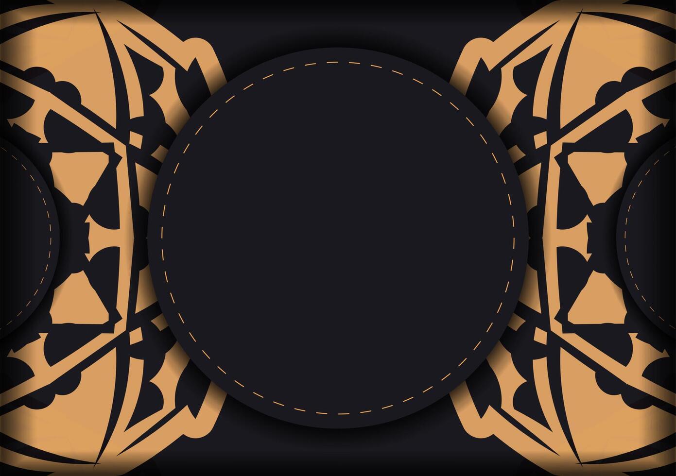 Greeting card in dark color with orange greek ornaments vector