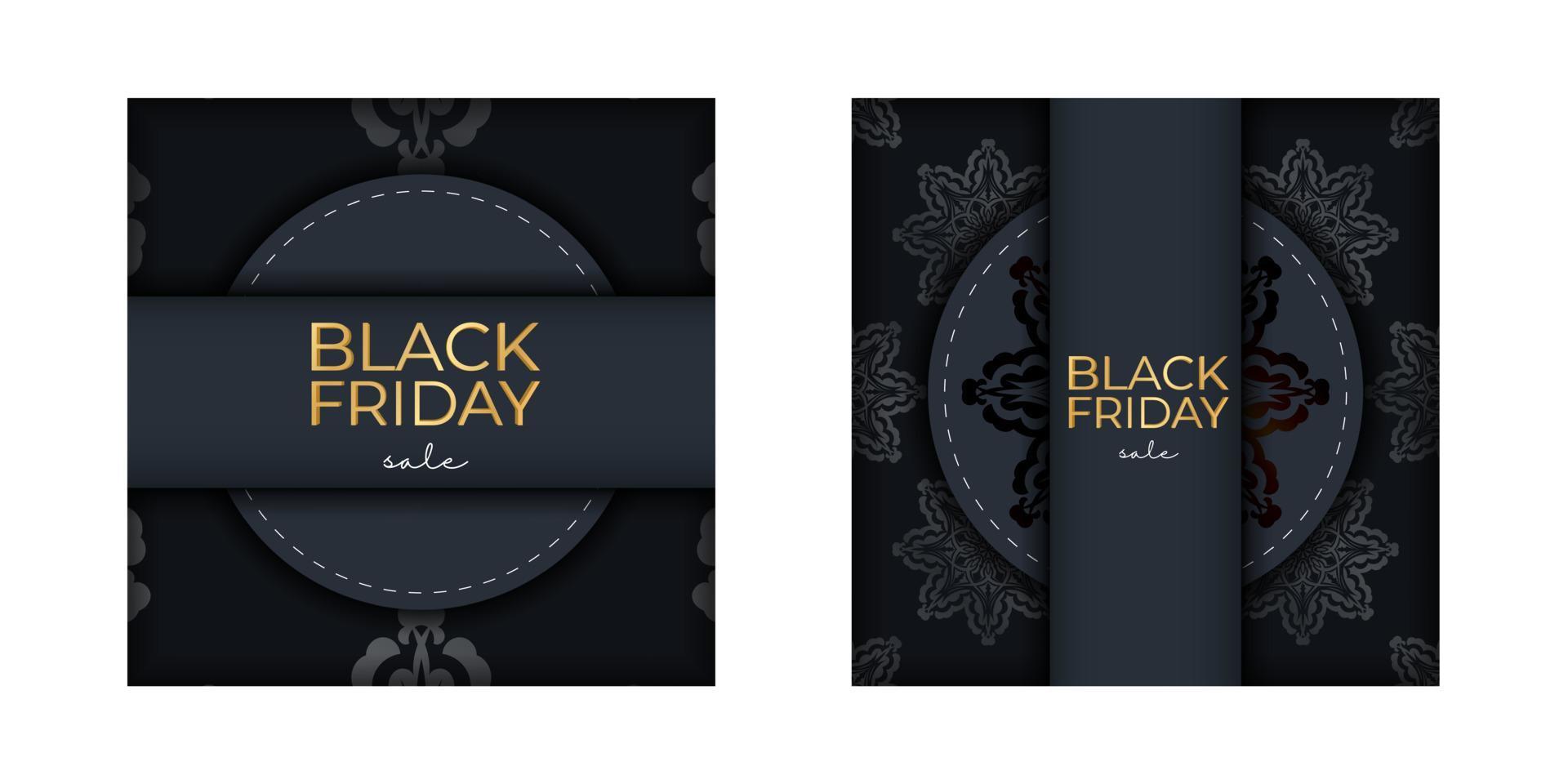 plantilla de anuncio de venta de viernes negro azul oscuro con patrón de oro abstracto vector