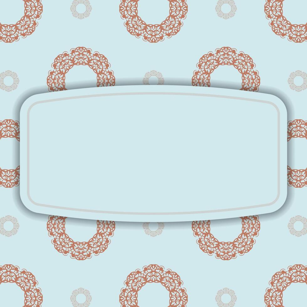 Brochure in aquamarine color with luxurious coral pattern prepared for typography. vector