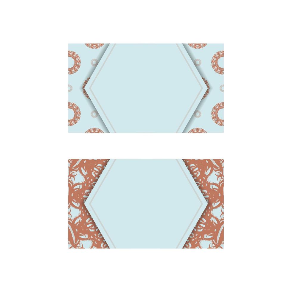 tarjeta de visita aguamarina con patrón de coral mandala para su marca. vector