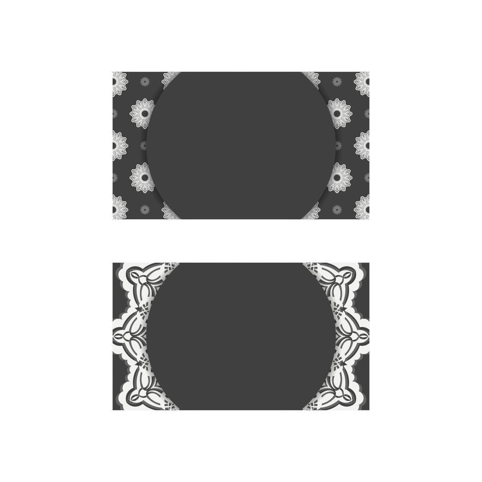 Black business card with vintage white pattern for your personality. vector