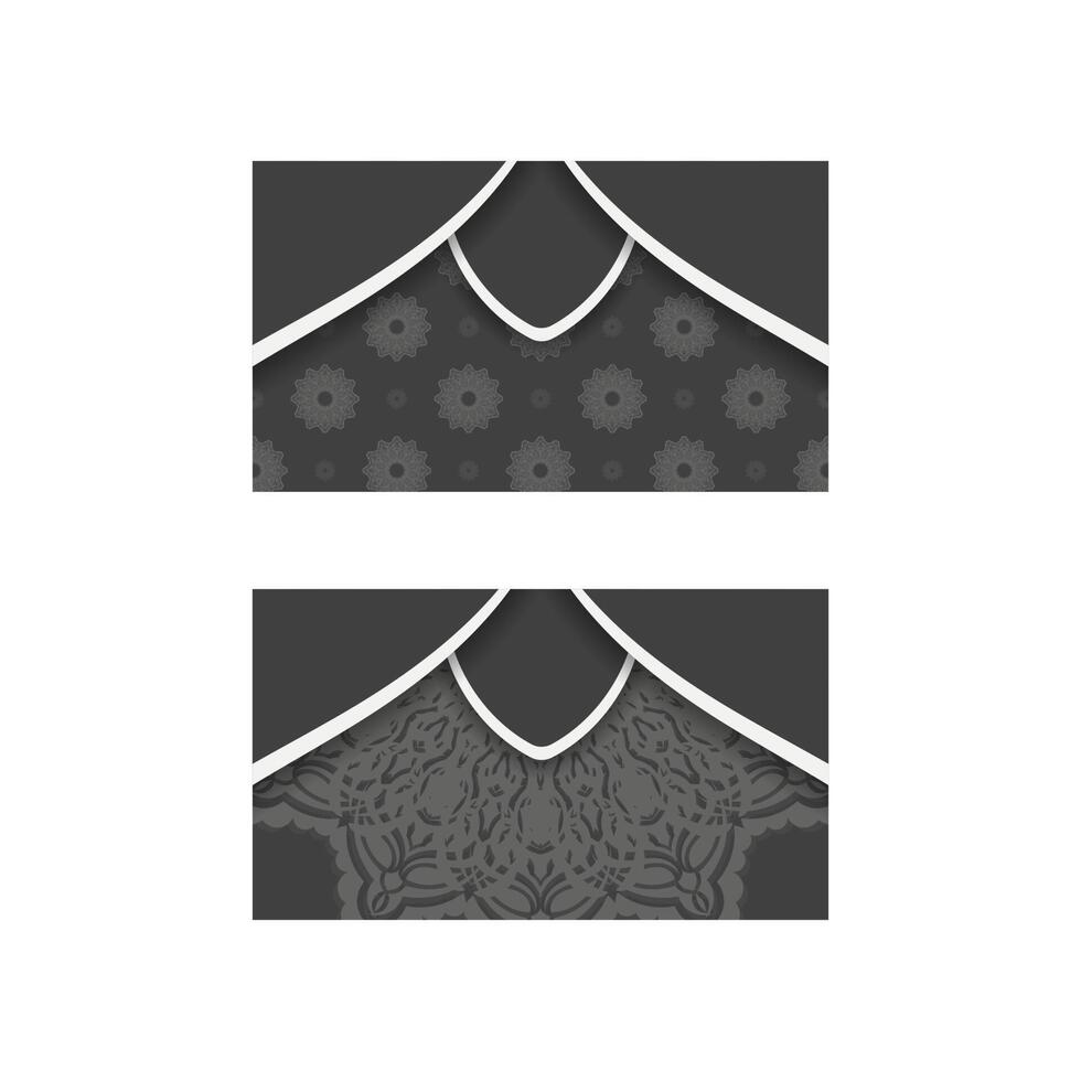 Black business card with luxurious white pattern for your contacts. vector