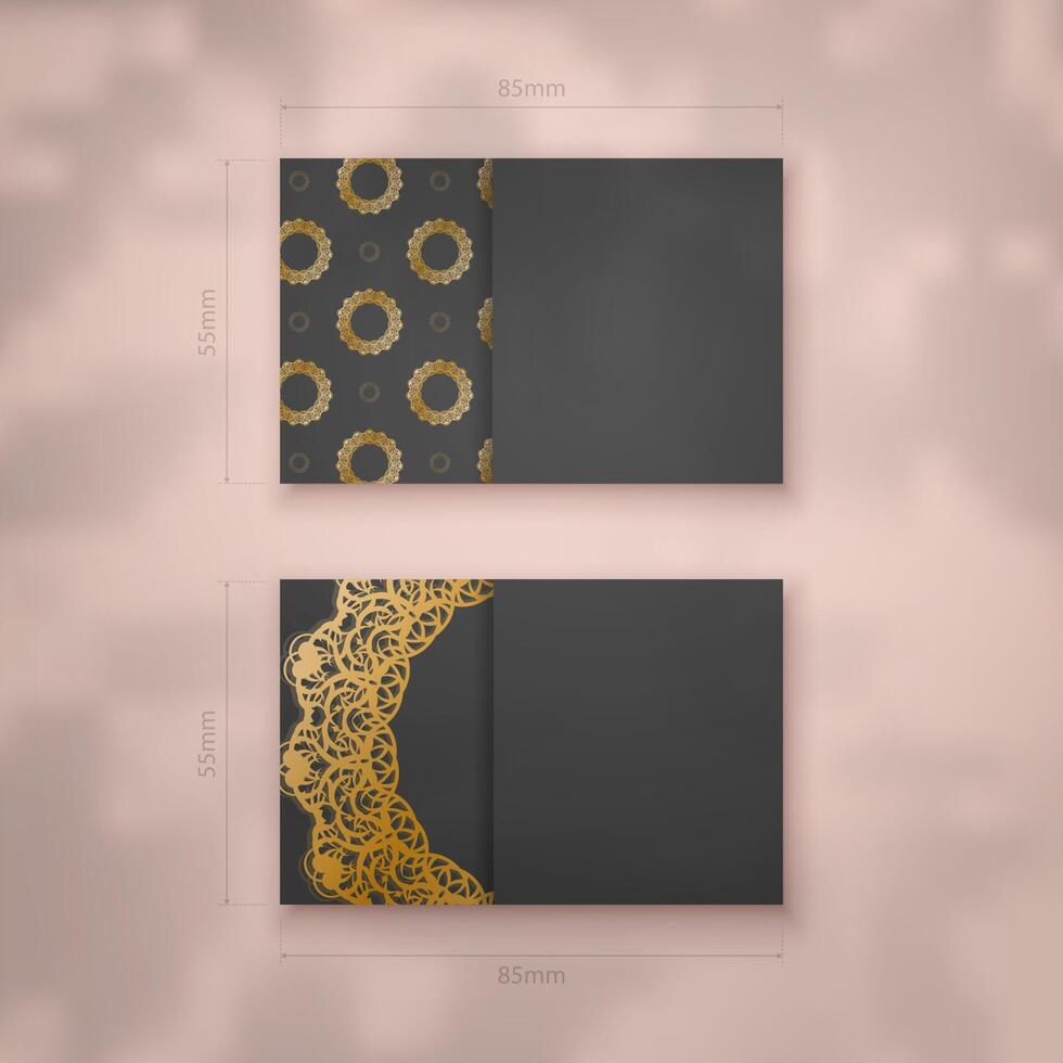 A presentable business card in black with an antique gold pattern for your contacts. vector