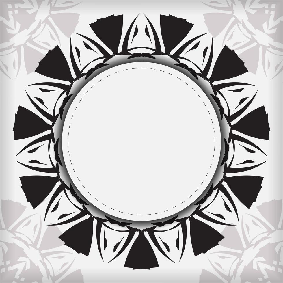 A black and white circular frame with a floral design vector