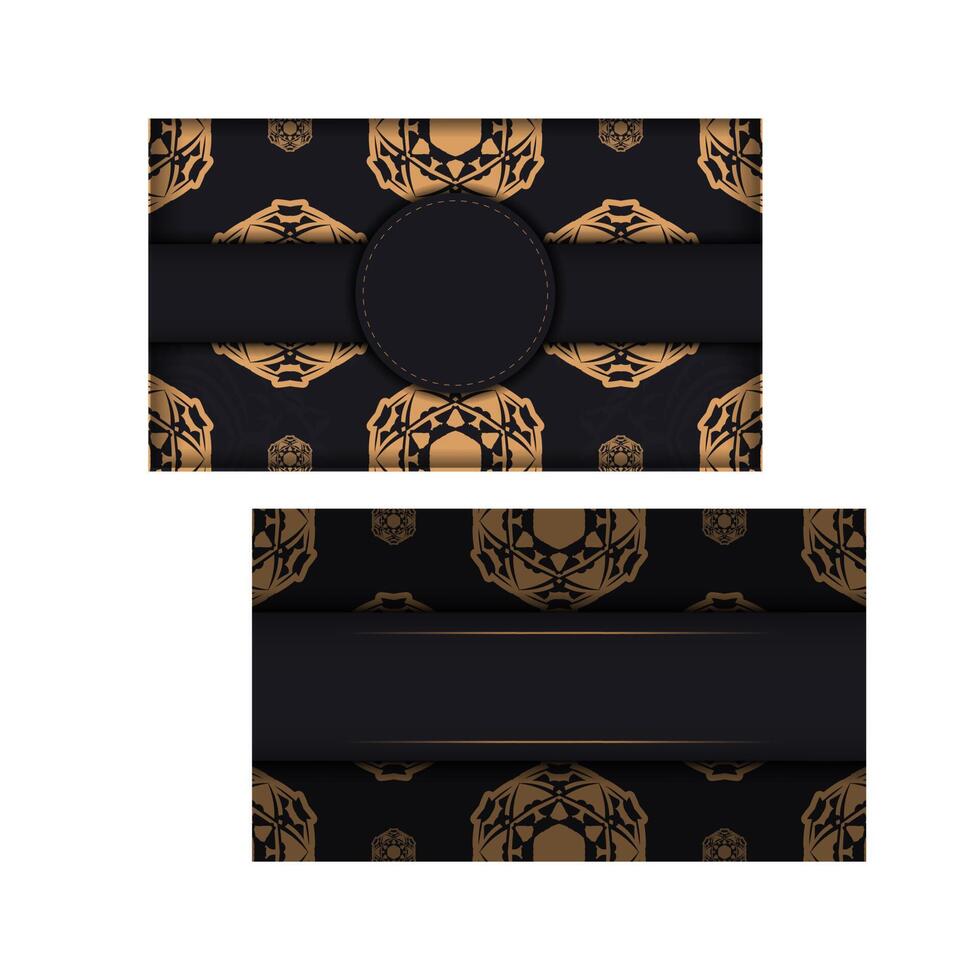 Dark color flyer with orange indian pattern vector
