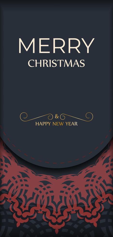 plantilla de feliz navidad para postal de diseño imprimible en color gris con adorno rojo. cartel de cocina vectorial feliz año nuevo y patrones de invierno. vector