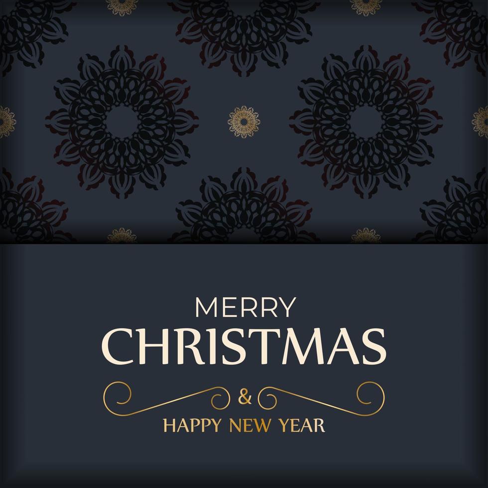 Dark blue merry christmas flyer with luxury pattern vector