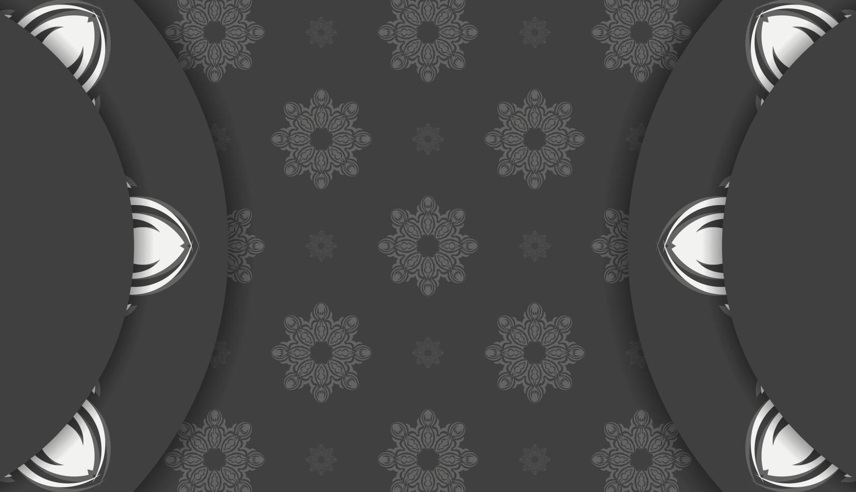 Black banner with luxurious white ornamentation and space for text vector